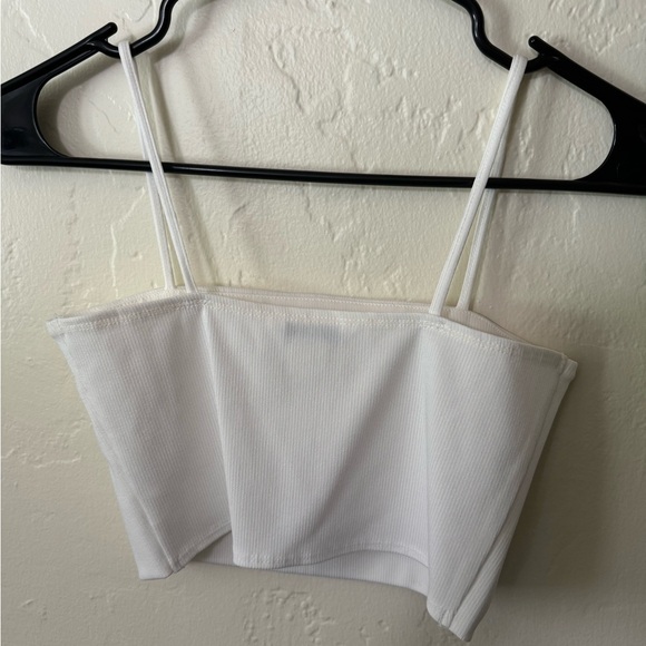 Monkl White Ribbed Crop Tank - Picture 2 of 6